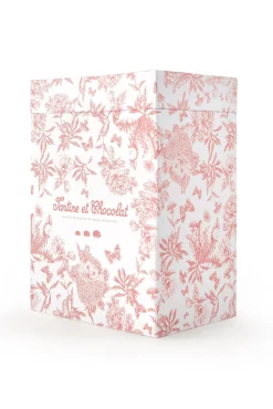 Tartine et Chocolat Augustin le Lapin Imprimé inspiration Toile de Jouy rose 25cm| Ligne Toile De Jouy|Peluches