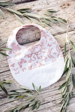 Tartine et Chocolat Bavoir Imprimé inspiration Toile de Jouy rose T2| Toile De Jouy Rose|Bavoirs - Accessoires De Repas