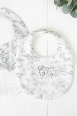 Tartine et Chocolat Bavoir Imprimé inspiration toile de jouy gris T1| Toile De Jouy Gris|Bavoirs - Accessoires De Repas