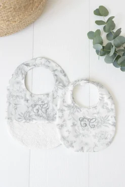 Tartine et Chocolat Bavoir Imprimé inspiration toile de jouy gris T2| Toile De Jouy Gris|Bavoirs - Accessoires De Repas