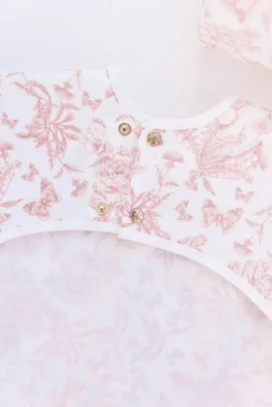 Tartine et Chocolat Bavoir à manches toile enduite Imprimé inspiration Toile de Jouy rose| Toile De Jouy Rose|Bavoirs - Accessoires De Repas