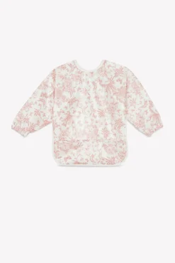 Tartine et Chocolat Bavoir à manches toile enduite Imprimé inspiration Toile de Jouy rose| Toile De Jouy Rose|Bavoirs - Accessoires De Repas