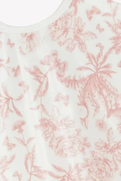 Tartine et Chocolat Bavoir à manches toile enduite Imprimé inspiration Toile de Jouy rose| Toile De Jouy Rose|Bavoirs - Accessoires De Repas