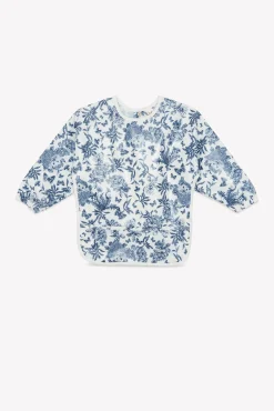 Tartine et Chocolat Bavoir à manches toile enduite Imprimé inspiration Toile de Jouy bleu| Toile De Jouy Bleu|Bavoirs - Accessoires De Repas