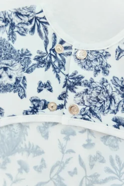 Tartine et Chocolat Bavoir toile enduite Imprimé inspiration Toile de Jouy bleu| Toile De Jouy Bleu|Bavoirs - Accessoires De Repas