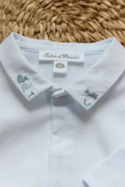 Tartine et Chocolat Body Bleu ciel broderie lapin| Bodies - Hauts