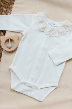 Tartine et Chocolat Body Ecru col volanté dentelle| Bodies - Hauts|Bodies - Hauts