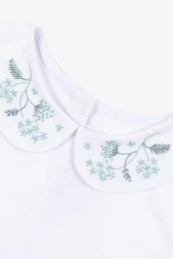 Tartine et Chocolat Body Vert d'eau broderie bouquet de fleurs| Bodies