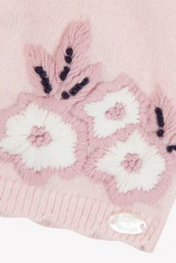 Tartine et Chocolat Bonnet Rose pâle broderie fleurs| Accessoires