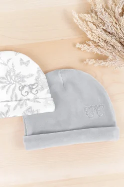 Tartine et Chocolat Bonnet Gris en velours imprimé inspiration toile de jouy| Toile De Jouy Gris|Pyjamas - Bonnets