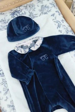 Tartine et Chocolat Bonnet Bleu velours imprimé inspiration toile de jouy| Toile De Jouy Bleu|Pyjamas - Bonnets