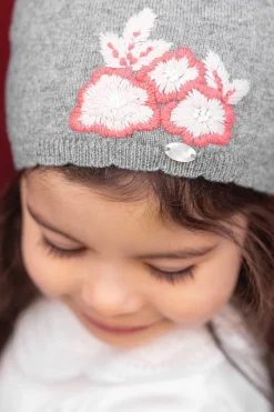 Tartine et Chocolat Bonnet Gris broderie fleurs| Accessoires