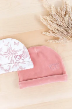Tartine et Chocolat Bonnet Imprimé inspiration Toile de Jouy velours rose| Toile De Jouy Rose|Pyjamas - Bonnets