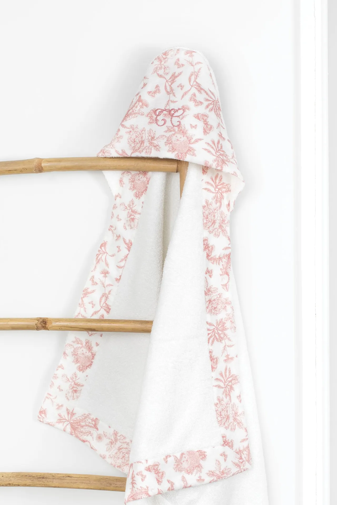 Tartine et Chocolat Cape de bain Imprimé inspiration Toile de Jouy rose| Toile De Jouy Rose|Linges - Accessoires De Bain