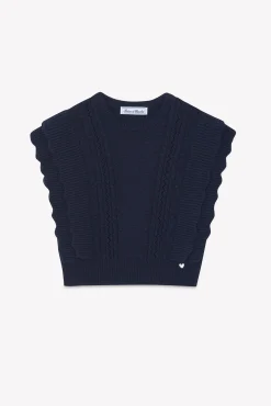 Tartine et Chocolat Cardigan Marine sans manche|Enfant Cardigans - Pulls - Sweats