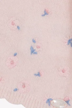 Tartine et Chocolat Cardigan Rose pâle broderie églantine| Cardigans - Pulls - Sweats