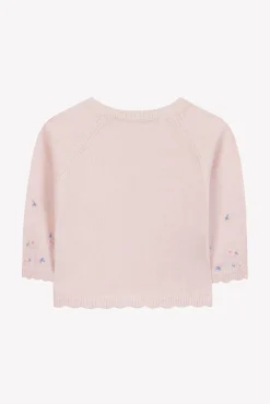 Tartine et Chocolat Cardigan Rose pâle broderie églantine| Cardigans - Pulls - Sweats