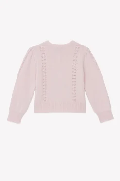 Tartine et Chocolat Cardigan Rose poudré en laine ajourée|Enfant Cardigans - Pulls - Sweats