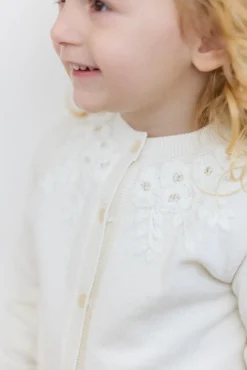 Tartine et Chocolat Cardigan Ecru broderie flocons| Cardigans - Pulls - Sweats