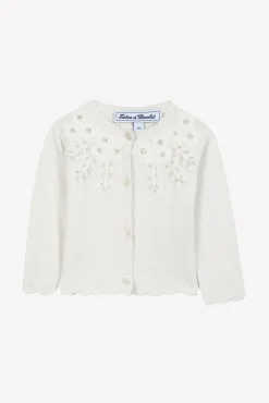 Tartine et Chocolat Cardigan Ecru broderie flocons| Cardigans - Pulls - Sweats