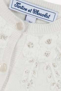 Tartine et Chocolat Cardigan Ecru broderie flocons| Cardigans - Pulls - Sweats
