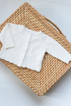 Tartine et Chocolat Cardigan Ecru broderie feuillage| Cardigans - Gilets