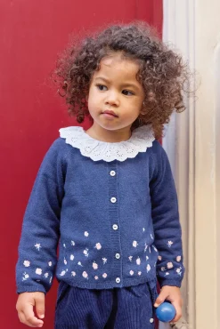 Tartine et Chocolat Cardigan Myosotis broderie rose pâle| Cardigans - Pulls - Sweats