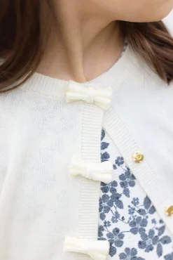 Tartine et Chocolat Cardigan Ecru nœuds|Enfant Cardigans - Pulls - Sweats