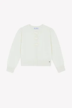Tartine et Chocolat Cardigan Ecru nœuds|Enfant Cardigans - Pulls - Sweats