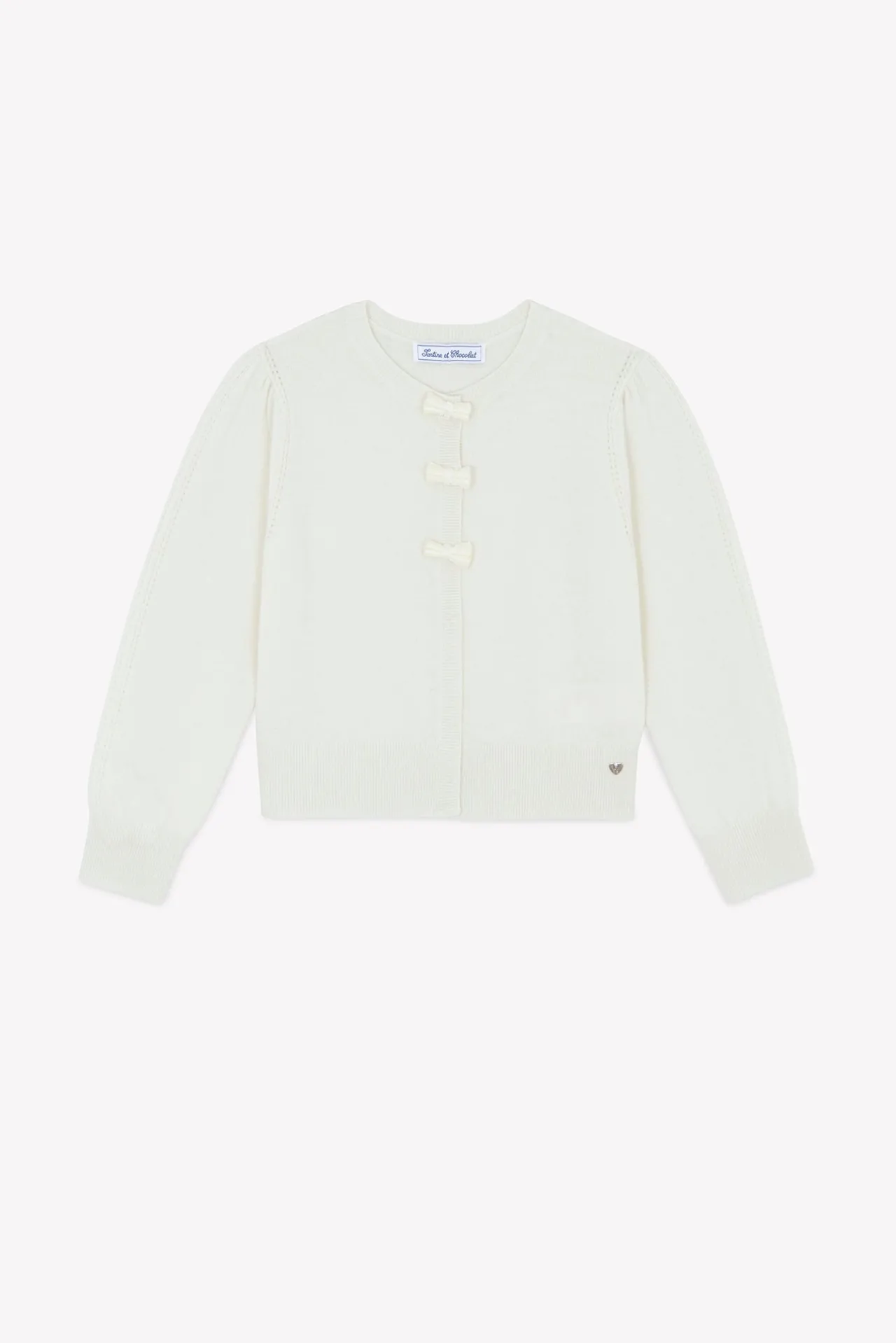 Tartine et Chocolat Cardigan Ecru nœuds|Enfant Cardigans - Pulls - Sweats