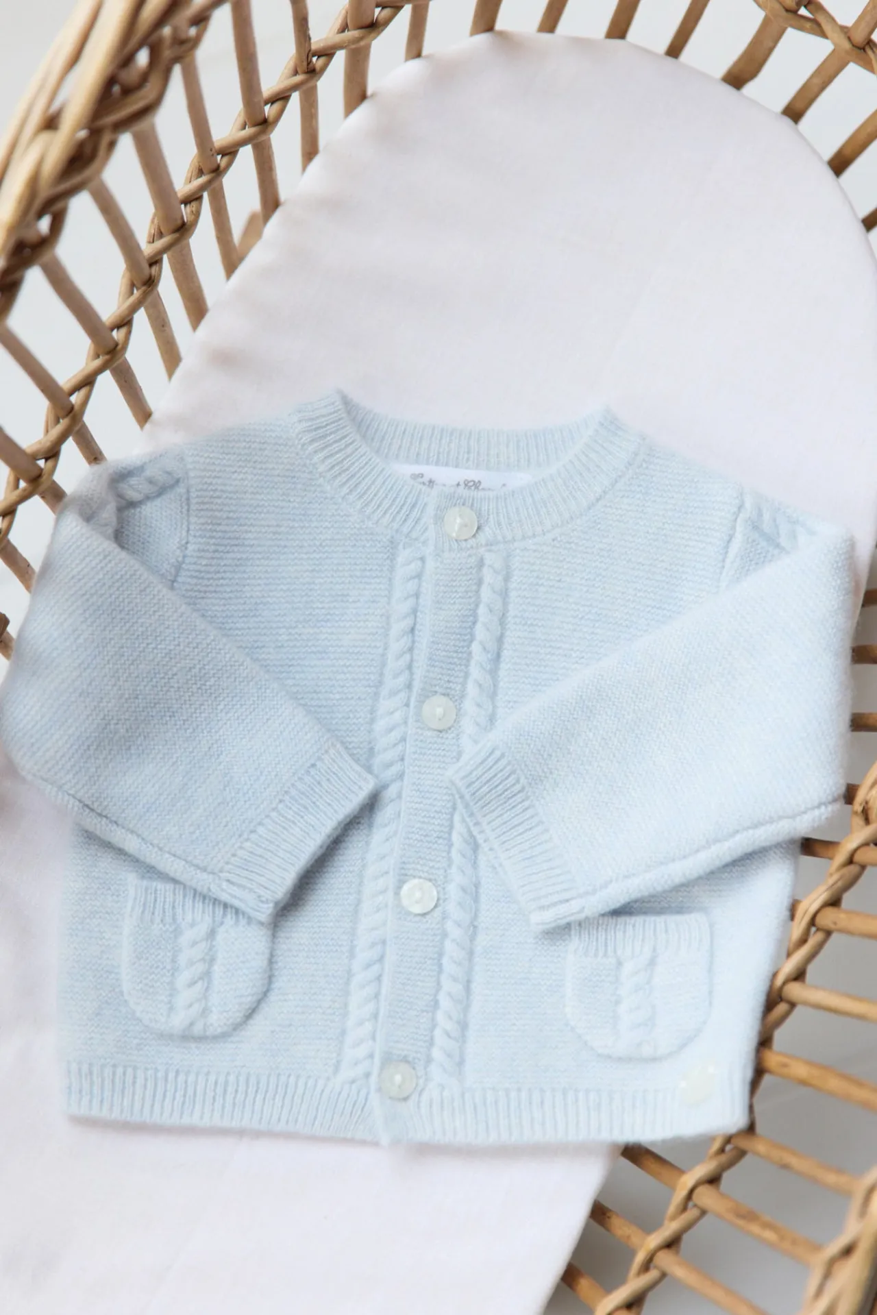 Tartine et Chocolat Cardigan Bleu céleste chiné avec poches| Cardigans - Gilets