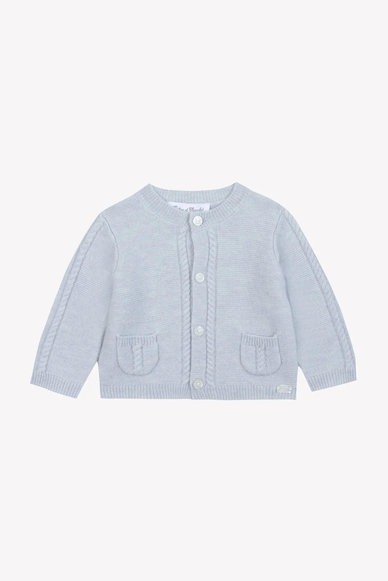 Tartine et Chocolat Cardigan Bleu céleste chiné avec poches| Cardigans - Gilets