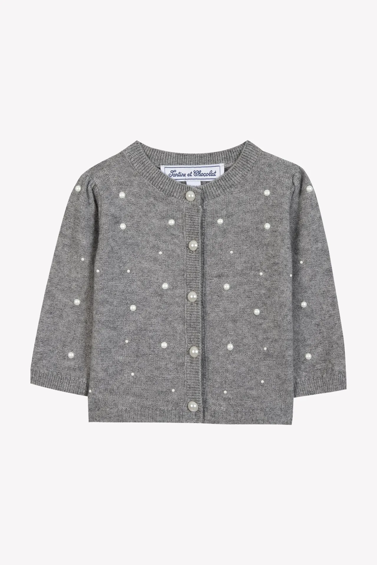 Tartine et Chocolat Cardigan Gris chiné perles| Cardigans - Pulls - Sweats