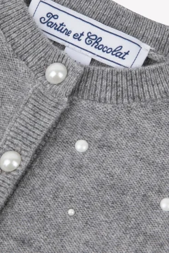 Tartine et Chocolat Cardigan Gris chiné perles| Cardigans - Pulls - Sweats