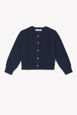 Tartine et Chocolat Cardigan Marine en laine ajourée|Enfant Cardigans - Pulls - Sweats