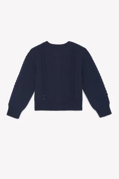 Tartine et Chocolat Cardigan Marine en laine ajourée|Enfant Cardigans - Pulls - Sweats