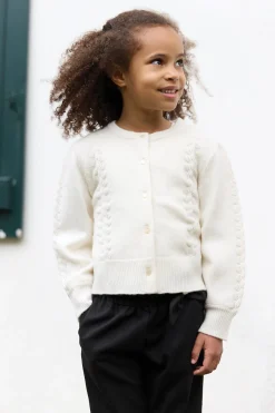 Tartine et Chocolat Cardigan Ecru en laine ajourée|Enfant Cardigans - Pulls - Sweats