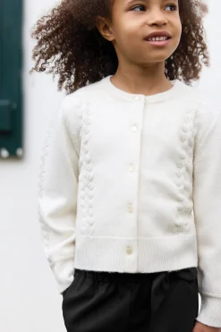 Tartine et Chocolat Cardigan Ecru en laine ajourée|Enfant Cardigans - Pulls - Sweats