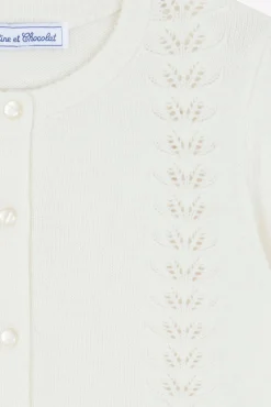Tartine et Chocolat Cardigan Ecru en laine ajourée|Enfant Cardigans - Pulls - Sweats