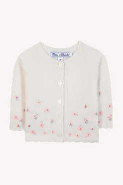 Tartine et Chocolat Cardigan Ecru broderie praline| Cardigans - Pulls - Sweats