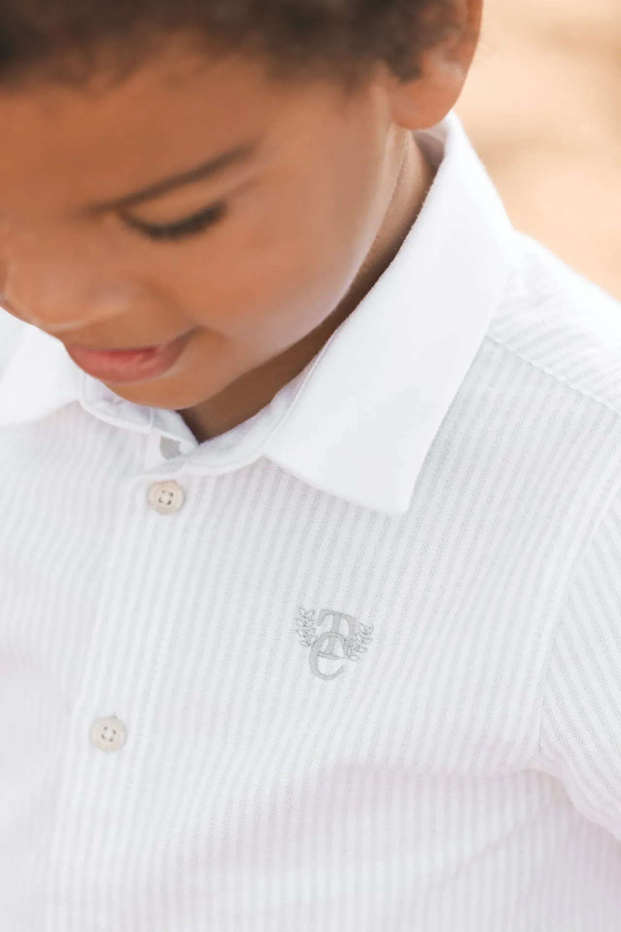 Tartine et Chocolat Chemise Gris clair rayures monogramme TC| Chemises
