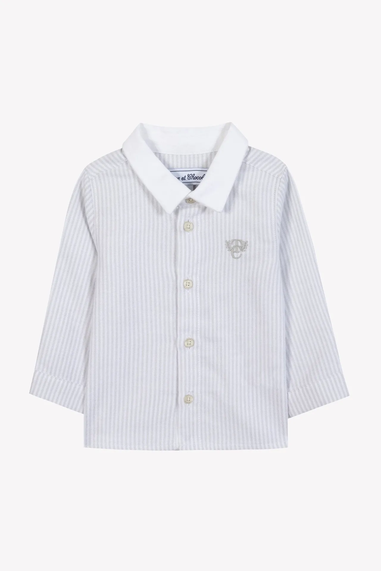 Tartine et Chocolat Chemise Gris clair rayures monogramme TC| Chemises