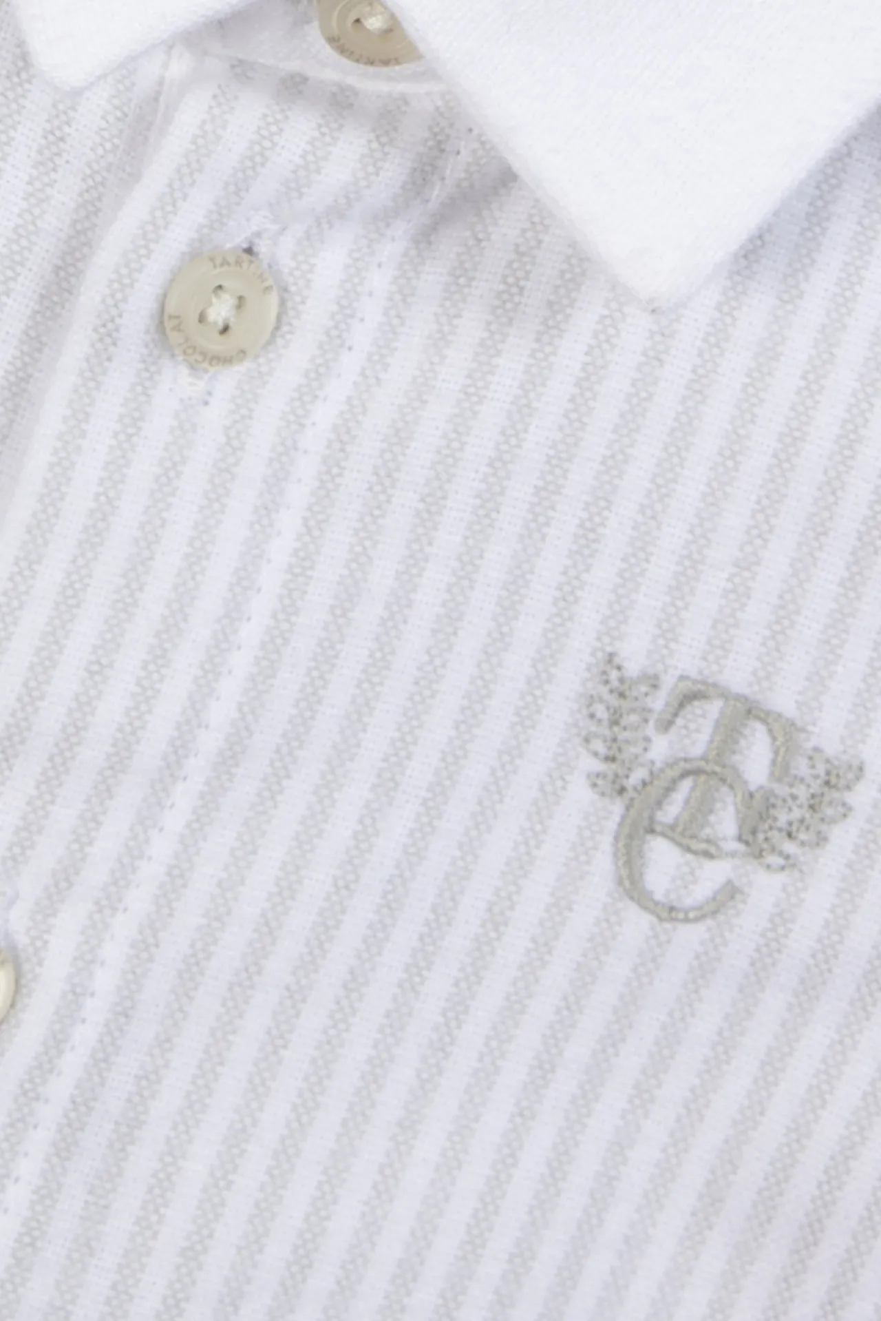 Tartine et Chocolat Chemise Gris clair rayures monogramme TC| Chemises