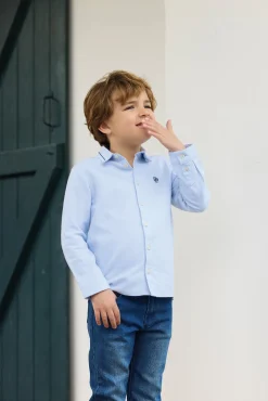 Tartine et Chocolat Chemise Bleu ciel avec boutons apparents|Enfant Chemises
