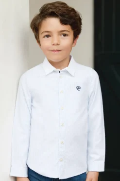 Tartine et Chocolat Chemise Bleu ciel rayures avec boutons apparents|Enfant Chemises