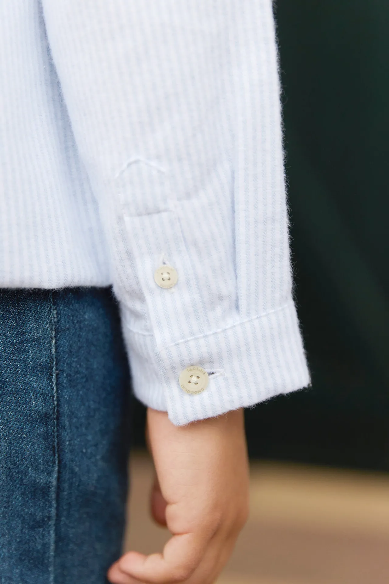 Tartine et Chocolat Chemise Bleu ciel rayures avec boutons apparents|Enfant Chemises