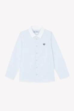 Tartine et Chocolat Chemise Bleu ciel rayures avec boutons apparents|Enfant Chemises