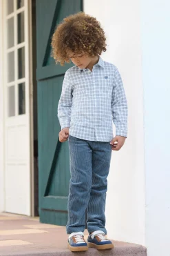 Tartine et Chocolat Chemise Bleu grisé à carreaux|Enfant Chemises