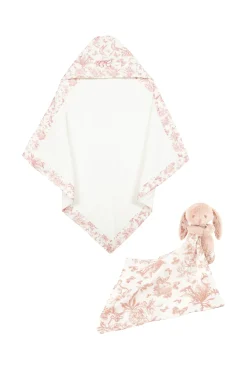 Tartine et Chocolat Coffret Naissance Mon premier bain Toile de Jouy rose| Linges - Accessoires De Bain|Coffrets