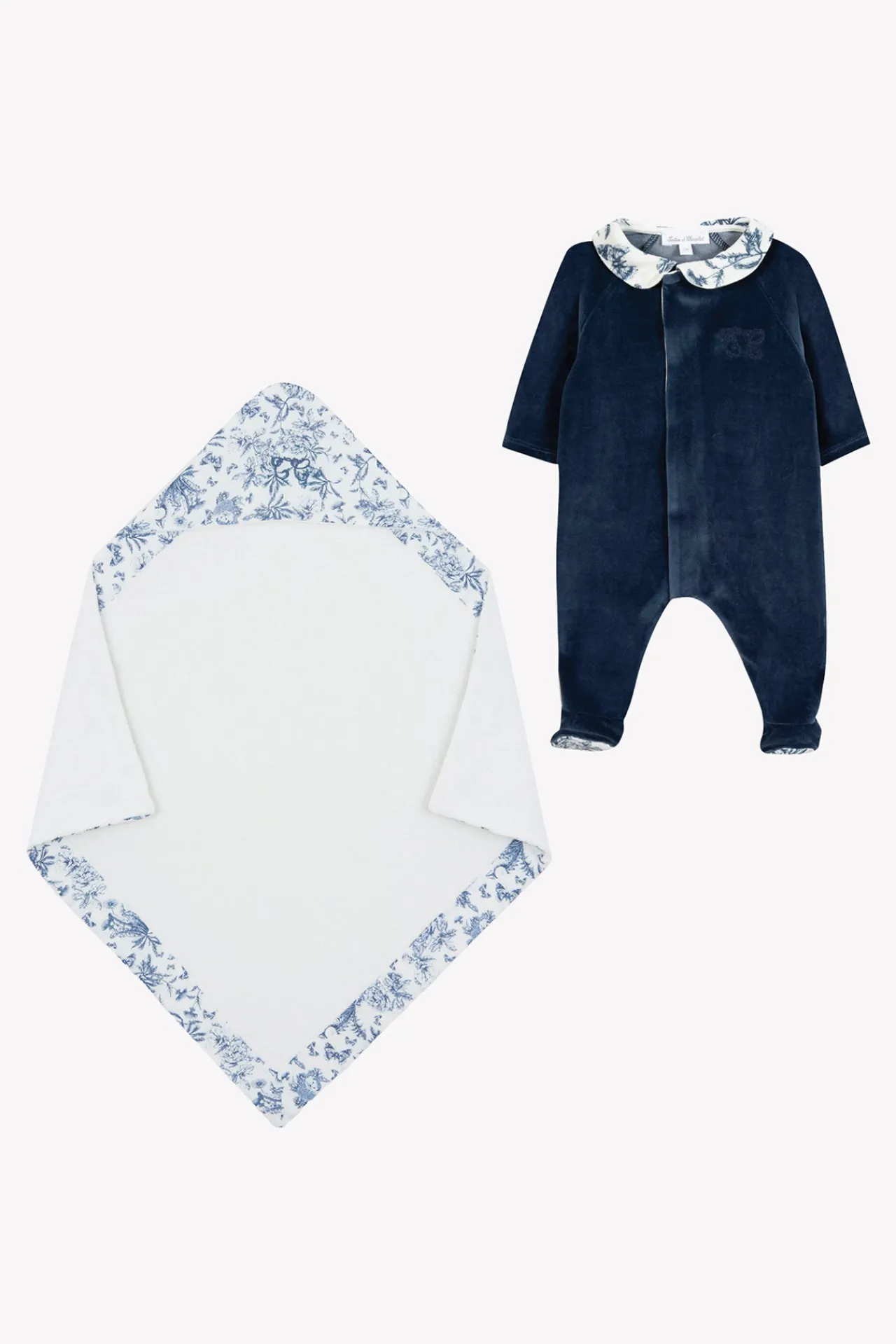 Tartine et Chocolat Coffret Naissance Toile de Jouy bleu| Toile De Jouy Bleu|Linges - Accessoires De Bain